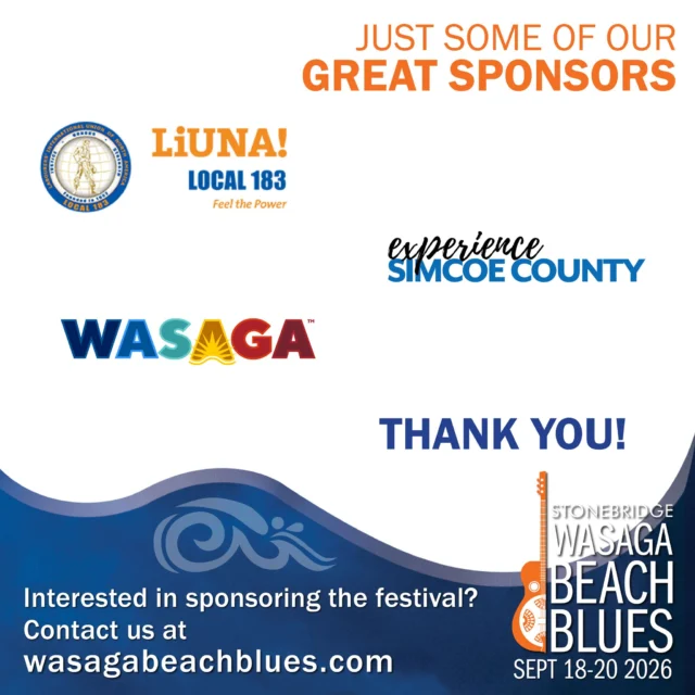 A GREAT festival needs GREAT bands, GREAT fans and GREAT sponsors. Here are a couple of our fabulous MEDIA sponsors. THANK YOU!  We couldn't do it without you getting the word out and supporting this event.😎🌊

See the link in our bio.

#liuna183  #experiencesimcoecounty #explorewasagabeach 
#stonebridgewasagabeachblues #bluesinthebeach #greatsponsor