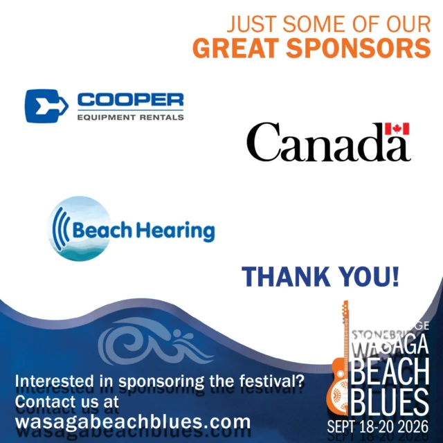 A GREAT festival needs GREAT bands, GREAT fans and GREAT sponsors. Here are a couple of our fabulous sponsors Cooper Equipment Rentals, Beach Hearing Ltd. and the Government of Canada. THANK YOU!  We couldn't do it without you getting the word out and supporting this event.😎🌊

If you're interested in becoming a sponsor see the link in our bio.

#cooperequipmentrentals #beachheariing #governmentofcanada 
#stonebridgewasagabeachblues #bluesinthebeach #greatsponsor