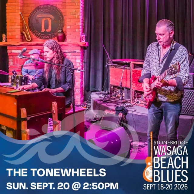 Driven by the unmistakable, roaring, rhythmic swirl of the classic Hammond organ, The Tonewheels heelsband blends old-school blues, deep funk, and rootsy rock 'n' roll into a sound that is completely undeniable. They are masters of the groove, they know how to make a crowd move, and they are ready to lay down some serious musical medicine.

Based in Kitchener, Ontario; Matt Weidinger (Hammond organ/vocals), Chris Latta (guitar), and Mike Rajna (drums)—are all prominent fixtures in the Southern Ontario music scene. We’re thrilled to have them on our stage at Stonebridge Wasaga Beach Blues.

Get your tickets today and we'll see you there! 😎🌊 For tickets, see the link in our bio.

#liuna183 #bluesfestivalguide #bluesinthebeach #explorewasagabeach #experiencesimcoecounty #royallepagenorth #stonebridgetowncentre #thetonewheels