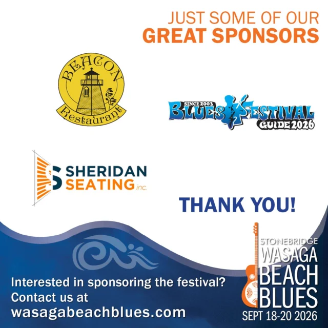 A GREAT festival needs GREAT bands, GREAT fans and GREAT sponsors. Here are a couple of our fabulous sponsors. The Beacon Restaurant, Blues Festival Guide  and @sheridanseating. THANK YOU!  We couldn't do it without you getting the word out and supporting this event.😎🌊

If you're interested in becoming a sponsor, see the link in our bio.

#bringhomethewin #stonebridgewasagabeachblues #bluesinthebeach #greatsponsor #beaconrestaurant #bluesfestivalguide #sheridanseating